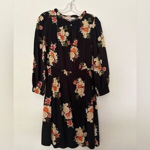 LOFT Black Dress with Floral Design